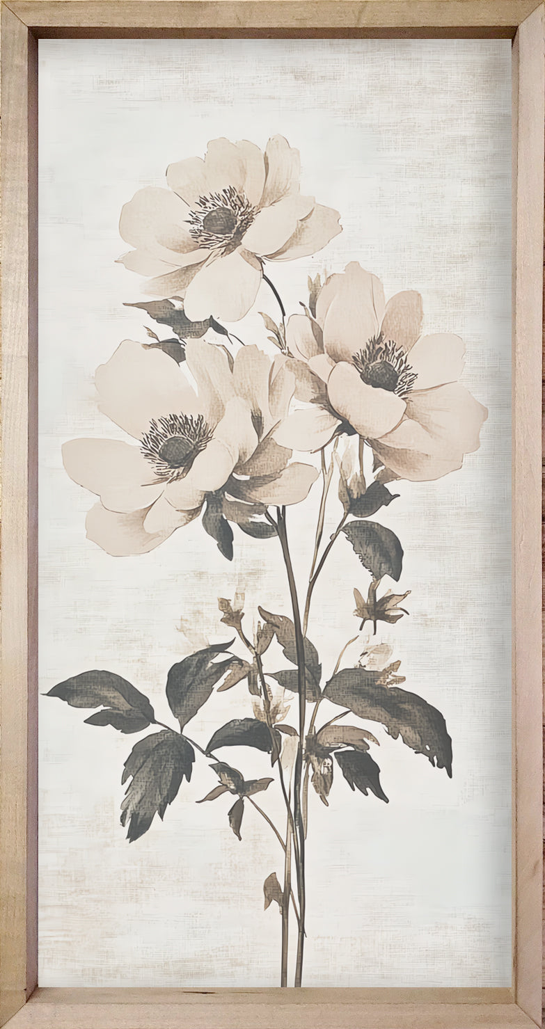 35 x 18 White Vintage Botanicals