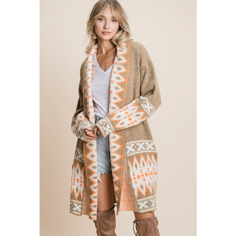 Aztec Shawl Collar Cardigan