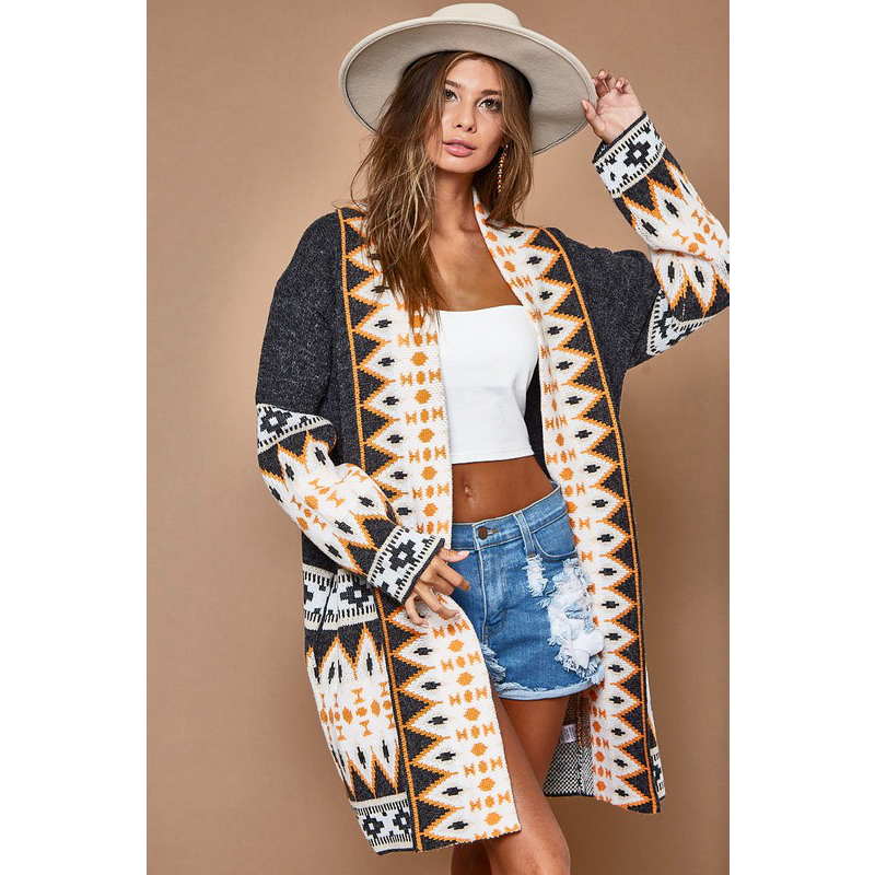 Aztec Shawl Collar Cardigan