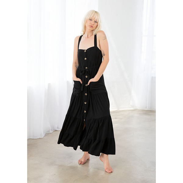 Button Down Tiered Tank Dress