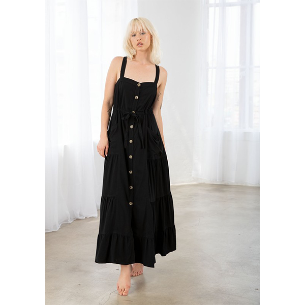 Button Down Tiered Tank Dress
