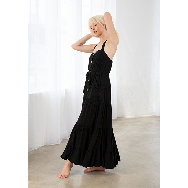 Button Down Tiered Tank Dress