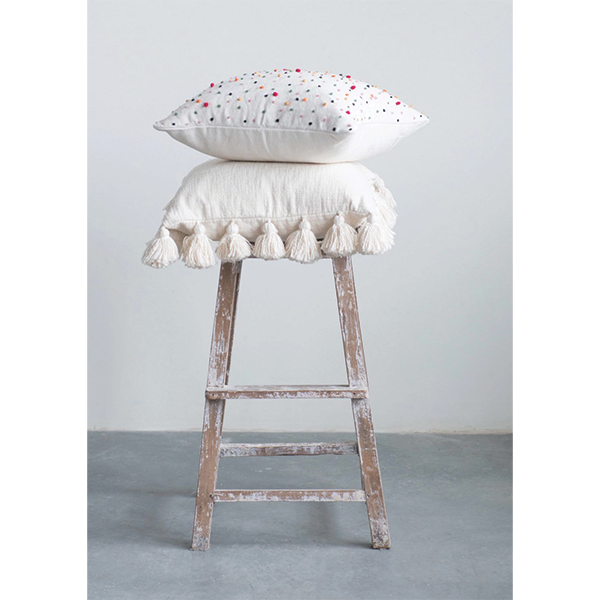 Woven Slub Pillow with Tassels