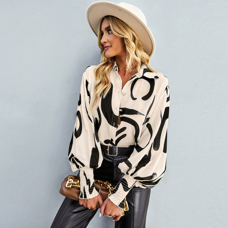 Wild Print Puff Blouse