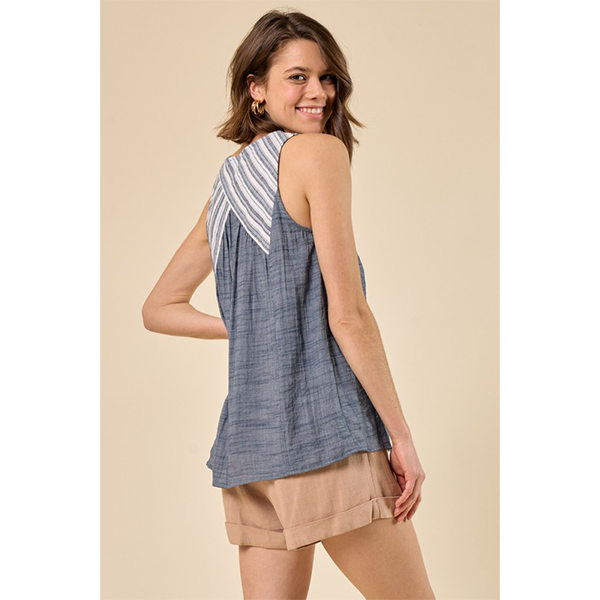 Striped Yoke Babydoll Top