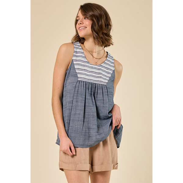 Striped Yoke Babydoll Top