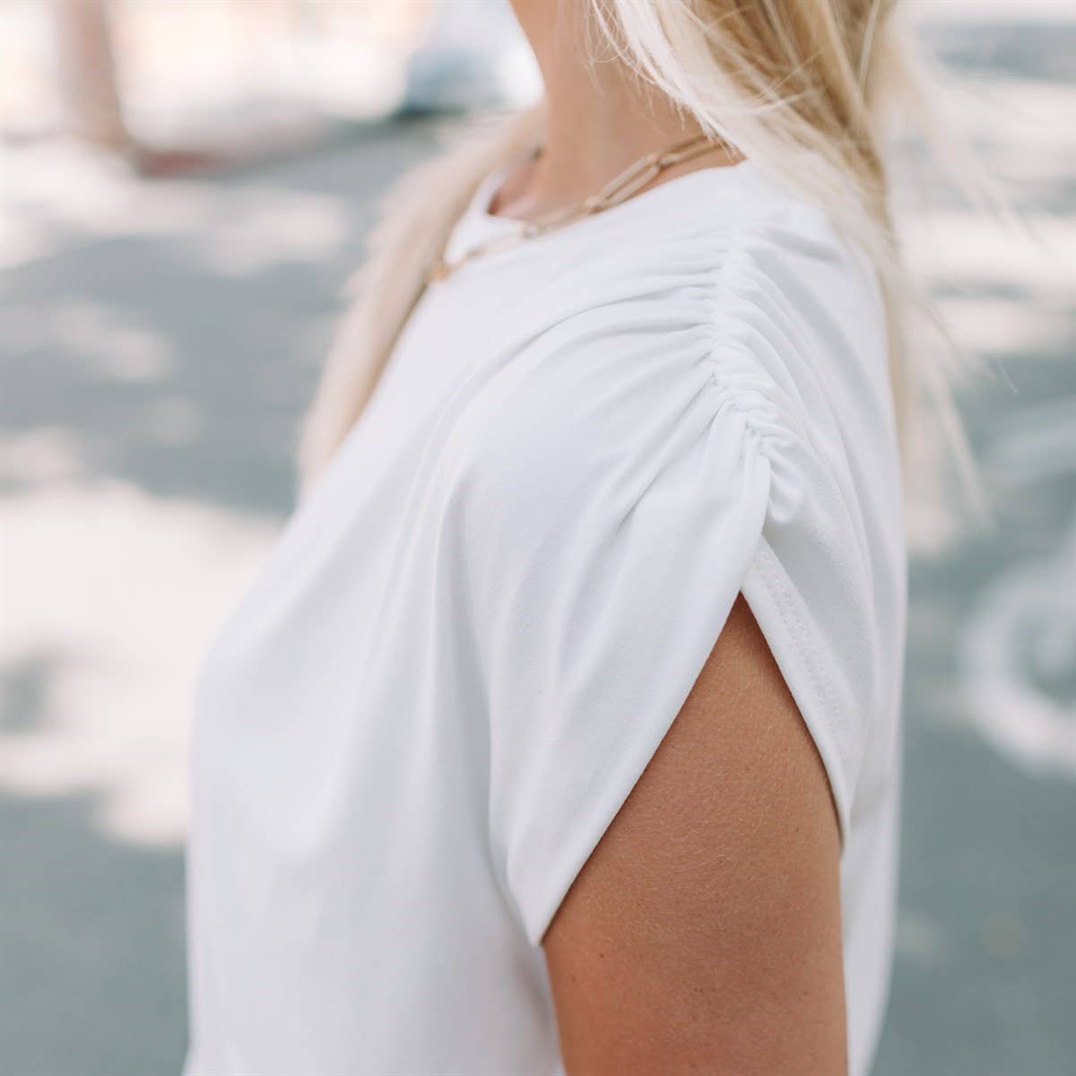 Super Soft Casual Ruched Shoulder Tee